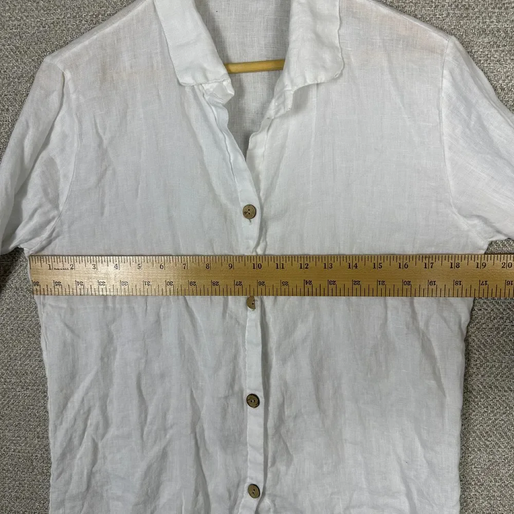 Viola Borghi Sz S‎ Linen Tunic Top 3/4 Roll Tab Lagom Minimalist Capsule Beach